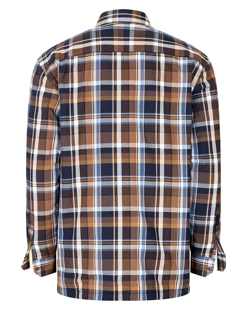 Hoggs Of Fife Arran Microfleece Lined Cotton Shirt - Navy/Brown-2